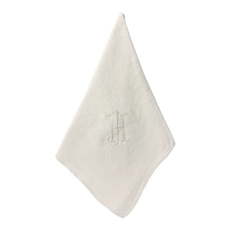 Sept serviettes brodées initiales H - YH - JH - Villa Farese