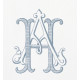 Sept serviettes brodées initiales H - YH - JH - Villa Farese
