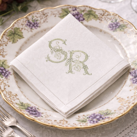 Onze serviettes brodées plusieurs initiales - Villa Farese