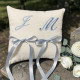 Coussin porte alliances mariage brodé à vos initiales 20x20cm - Villa Farese
