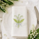 Six Serviettes de table brodées prénom ou initiale damassé vintage - Collection bouquet de Fleurs - Villa Farese