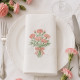 Huit Serviettes de table brodées prénom ou initiale damassé vintage - Collection bouquet de Fleurs - Villa Farese