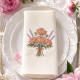 Huit Serviettes de table brodées prénom ou initiale damassé vintage - Collection bouquet de Fleurs - Villa Farese