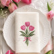 Huit Serviettes de table brodées prénom ou initiale damassé vintage - Collection bouquet de Fleurs - Villa Farese