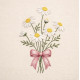 Huit Serviettes de table brodées prénom ou initiale damassé vintage - Collection bouquet de Fleurs - Villa Farese