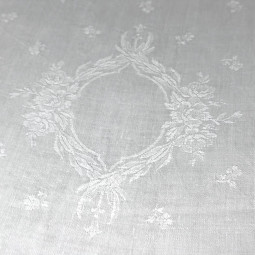 Nappe brodée à vos initiales damassé coton vintage 168x240cm - Villa Farese