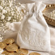 Pochon brodé personnalisé initiales et bouquet - Villa Farese