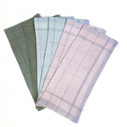 Six serviettes apéritif cocktail damassé à carreaux