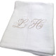 Nappe rectangle brodée personnalisée à vos initiales en lin naturel fabriqué en France - 140x250 - Villa Farese