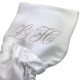 Nappe rectangle brodée personnalisée à vos initiales en lin naturel fabriqué en France - 140x250 - Villa Farese