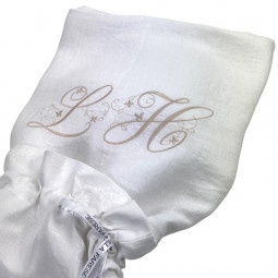 Nappe brodée à vos initiales  lin et coton bio 160x250