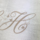 Nappe rectangle brodée personnalisée à vos initiales en lin naturel fabriqué en france - 140x300 - Villa Farese