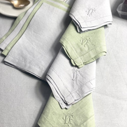 HUIT serviettes apéritif cocktail coton fin monogramme YF