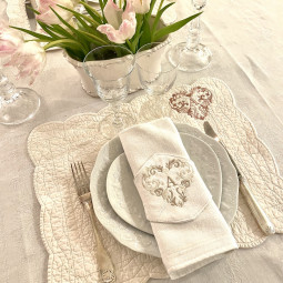 Duo Rond de serviette set de table brodés personnalisés