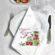 Serviette brodée personnalisée Broderie Fraise à vos initiales - Villa Farese