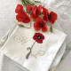 Serviette brodée personnalisée Joli coquelicot avec vos intiales - Villa Farese