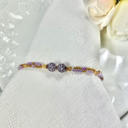 Bracelet bijou de serviette violet clair et or collection Esmaia