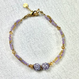 Bracelet bijou de serviette violet clair et or collection Esmaia