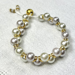 Bracelet bijou de serviette gris perle et doré collection Lenita