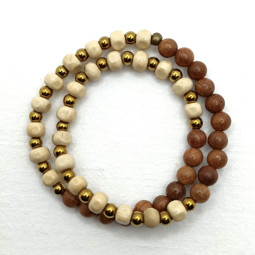 Bracelet perles en bois et hématite