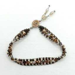 Bracelet perles en verre ton brun - wrap