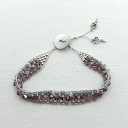 Bracelet en perle violet et gris - wrap