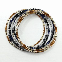 Bracelet multirangs bleu et marron