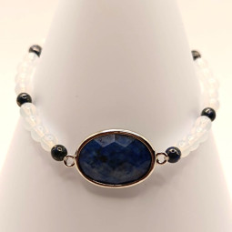 Bracelet avec breloque sertie d'un lapis lazuli - Villa Farese