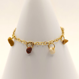 Bracelet chaîne et perles en jaspe mokaïte