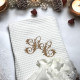 Serviette de bain brodée Prénom ou initiales nid d'abeille Blanc Neige - Villa Farese