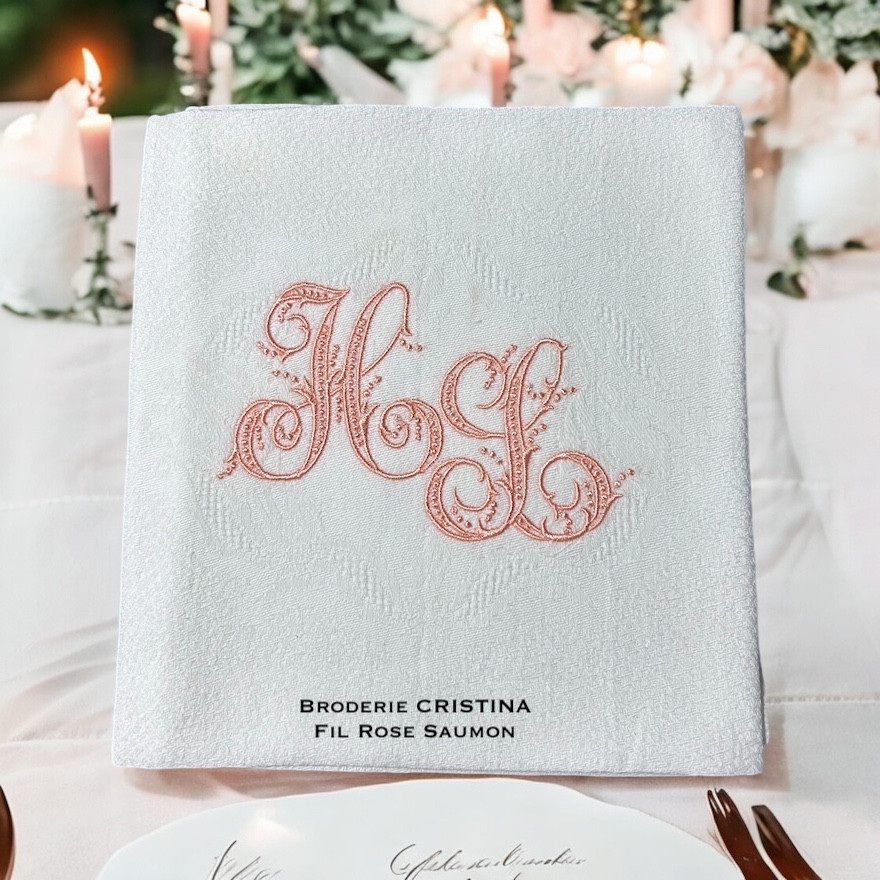Serviettes de table brodées - Ô Sainte Patronne
