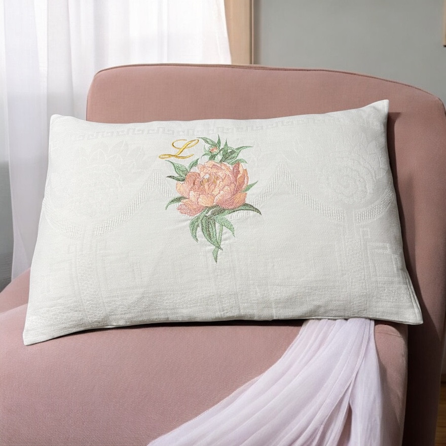 Coussin Sachet Brodé à La Main - Initiale Z, Garni De Lavande - Blanc/écru, Coton, Fait En France