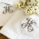 Serviette de table brodée à vos initiales damassé vintage - Villa Farese