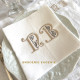 Serviette de table brodée à vos initiales damassé vintage - Villa Farese