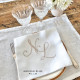 Serviette de table brodée à vos initiales damassé vintage - Villa Farese