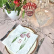 Serviette de table brodée initiale personnalisée Fleurs - Villa Farese