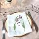 Serviette de table brodée initiale personnalisée Fleurs - Villa Farese