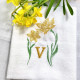 Serviette de table brodée initiale personnalisée Fleurs - Villa Farese