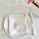 Serviette de table brodée initiale personnalisée Fleurs - Villa Farese