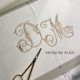 Nappe brodée à vos initiales damassé lin vintage 155x235cm - Villa Farese