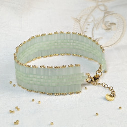 Bracelet fantaisie perles cristal Half Tila miyuki vert céladon - Villa Farese