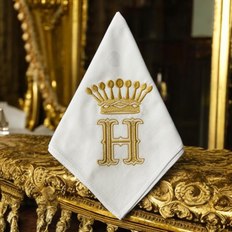 Serviette de table brodée personnalisée collection Couronne à votre initiale - Villa Farese