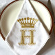 Serviette de table brodée personnalisée collection Couronne à votre initiale - Villa Farese