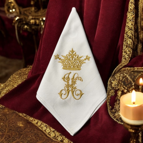 Serviette de table brodée personnalisée collection Couronne à votre initiale - Villa Farese