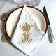 Serviette de table brodée personnalisée collection Couronne à votre initiale - Villa Farese