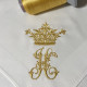 Serviette de table brodée personnalisée collection Couronne à votre initiale - Villa Farese