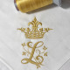 Serviette de table brodée personnalisée collection Couronne à votre initiale - Villa Farese