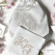 Nappe brodée personnalisée à vos initiales damassé coton vintage 155x230cm - Villa Farese