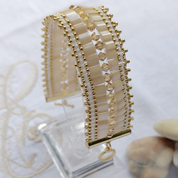 Bracelet manchette fantaisie Perles Tila et rocaille en verre de marque Miyuki