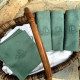 Six serviettes brodées main antique monogramme JD Vert forêt - Villa Farese